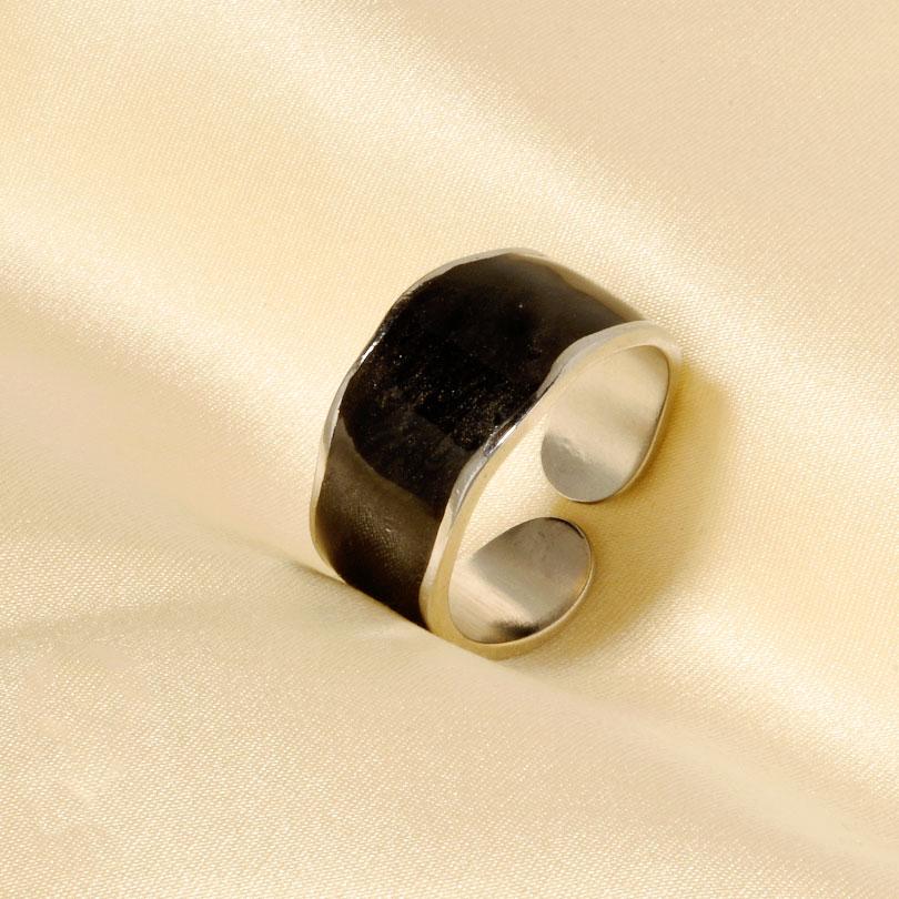 Different Style Silver Color Ring Black Oil Drop Open Adjustable Stainless Steel Rings For Women Men Accessories Enamel Jewelry