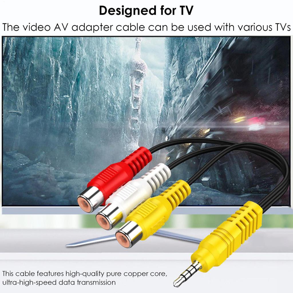 AV Adapter Cable AV Input Connector User-Friendly Adapter Cable Replacement for Video TV Player School Home Workplace Audio