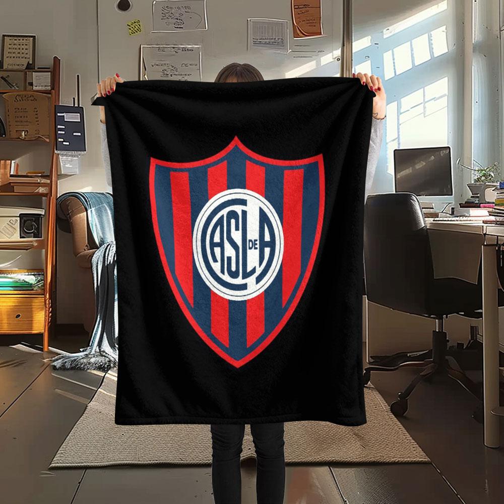 San Lorenzo de Almagro Printed Flannel Blanket, soft throw for bedroom sofa, washable,soccer fan merchandise, great gift.