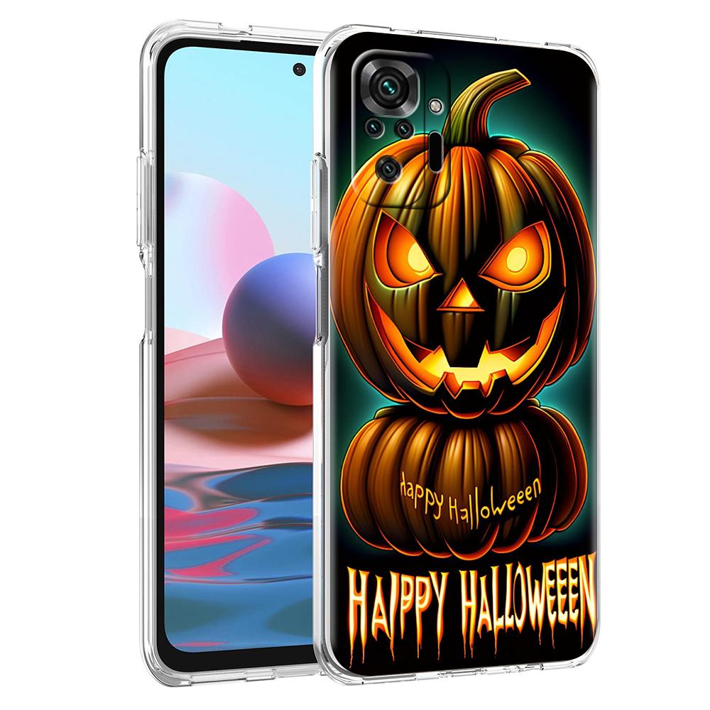 Transparent Phone Case for Redmi 14C 13C 10C 10 9 Note 13 12 11 K50 K40 Plus Pro 4G 5G Soft TPU Cover Halloween Pumpkin Pattern