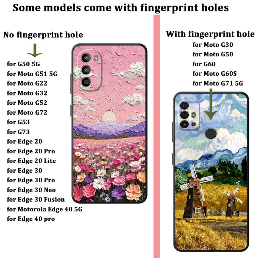 Case for Motorola Moto Edge 20 Pro 30 Lite G32 G52 G60s G51 G73 G22 Edge40 G53 G30 G50 G71 Phone Cover Creative Oil Painting