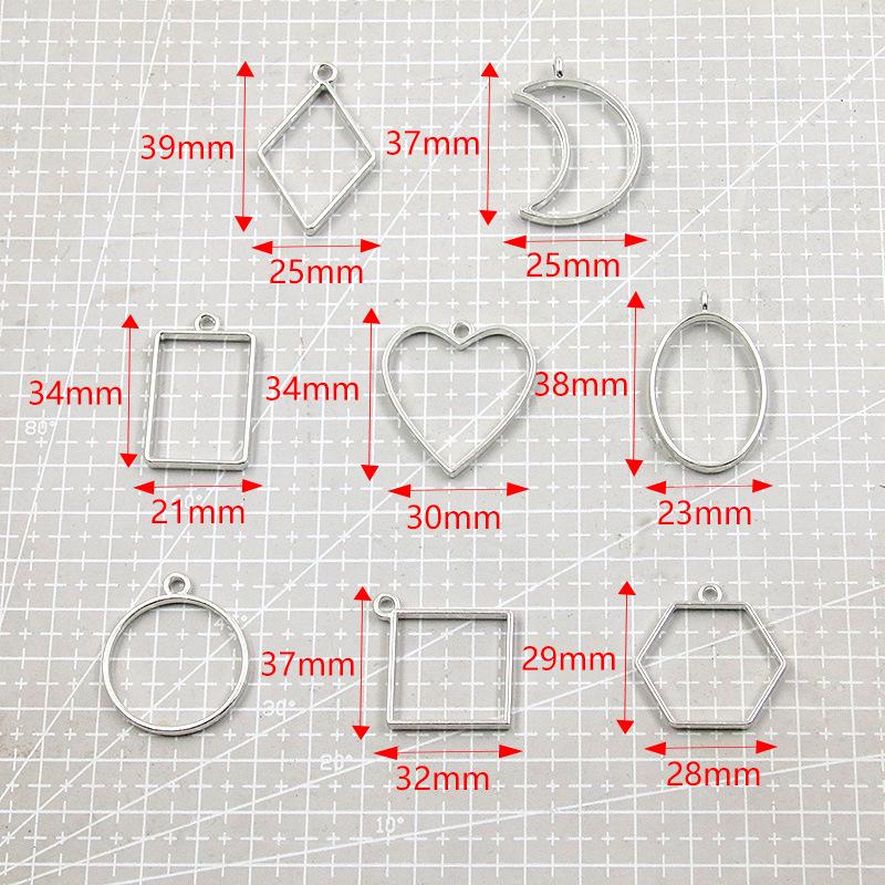 White K Alloy DIY Jewelry: Moon, Round & Heart Hollow Pendants (17 Styles)