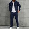 Herren American Style Sport Kapuzenpullover mit durchgehenden Streifen und gerader Jogginghose Set