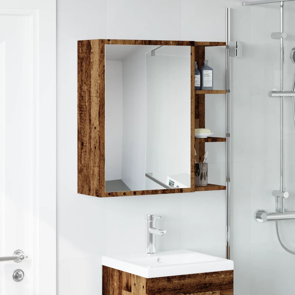Szafka Z Lustrem, Stare Drewno, 62,5X20,5X64 Cm