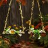 Whimsical Tree Hanging Sculpture 2Pcs Swing Frog Garden Statue with Hemp Rope, Ornament Beer/Wine Creative Landscaping Gifts for Outdoor Decor,
