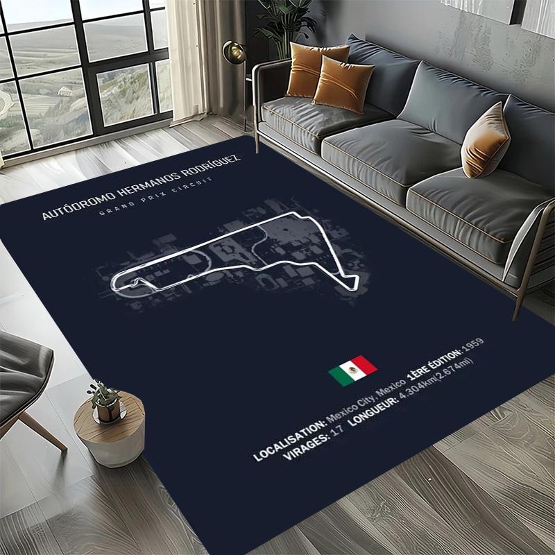 Alfombra Decorativa Tema Automovilismo Fórmula 1 Alfombra Amante de las Carreras Alfombra de Cuatro Estaciones Impresa con Circuito F1 Imola Monaco para Habitación Sofá