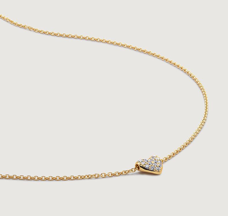 Fashion Jewelry 925 Sterling Silver Simple Heart Pendant Necklace 18K Gold Plated 925 Silver Casual Versatile Necklace for Women