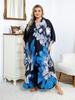 Plus Size Women Kaftan House Robe Bohemian Printing V Neck Homewear Beach Wear Bathing Suit Cover Up