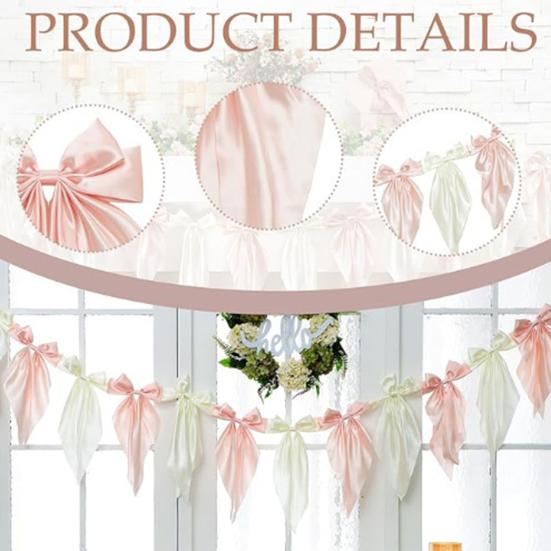 1 Set Garland Banner Bowknot Design Decorative Garland Banner Indoor Outdoor Party Home Holiday Festival Decoration