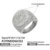 18k Gold-Plated Stainless Steel Square Ring: Trendy, Wide Band with Granular Texture