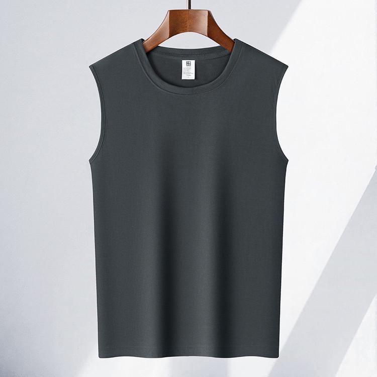 

Мужская летняя спортивная майка из плотного хлопка - без рукавов, свободного кроя Small серый