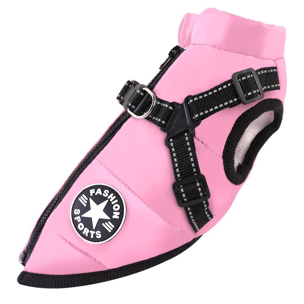 Pet Dog Jacket With Harness Winter Warm Dog Clothes For Labrador Waterproof Dog Coat Chihuahua French Bulldog Vest Outfits