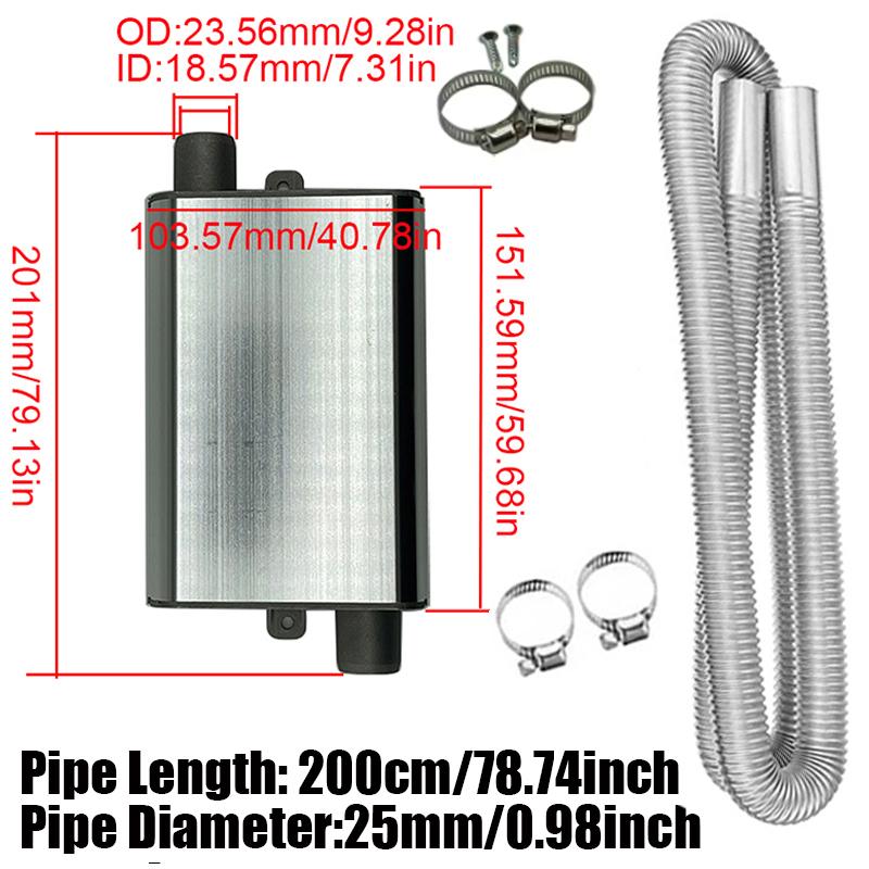 200cm Car Air Diesel Parking Heater Exhaust Pipe Tube Hose 24mm Air Filter Muffler Silencer With Clip For Webasto Eberspacher