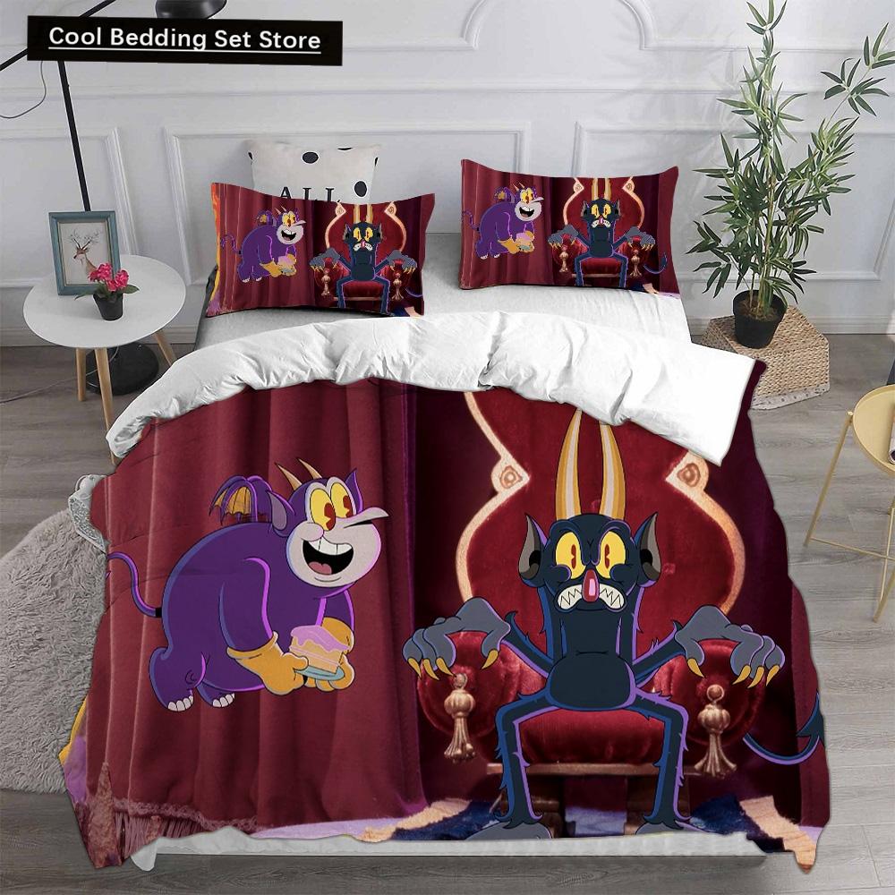 New 3D Print Game Cartoon Cuphead Bedding Sets Comforter Quilt Bed Cover Duvet Cover Pillow Case 2-3 Pieces Sets Kids Adult Size