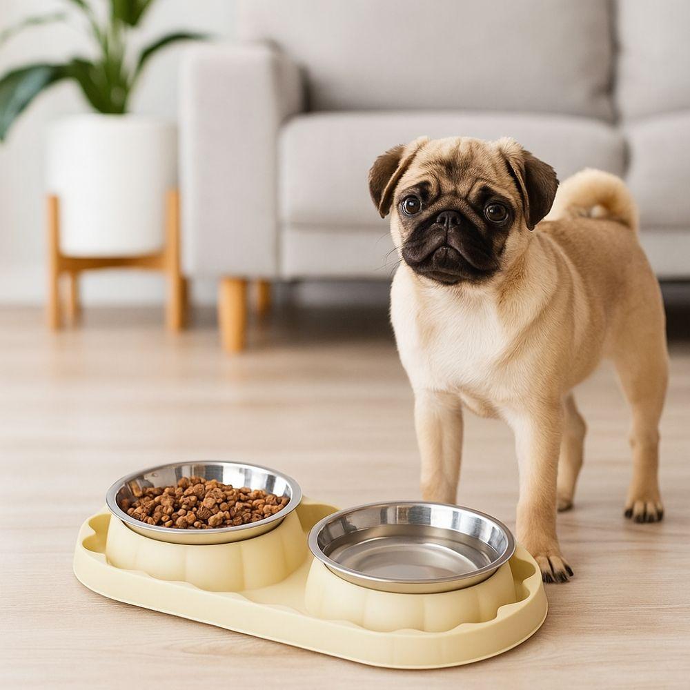 Leakproof Double Pet Bowl Stainless Steel Pet Dog Feeder Simple Pet Food Bowl  Home