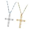 Gold Retro Zircon Cross Pendant Necklace - European & American Niche Design in Titanium Steel
