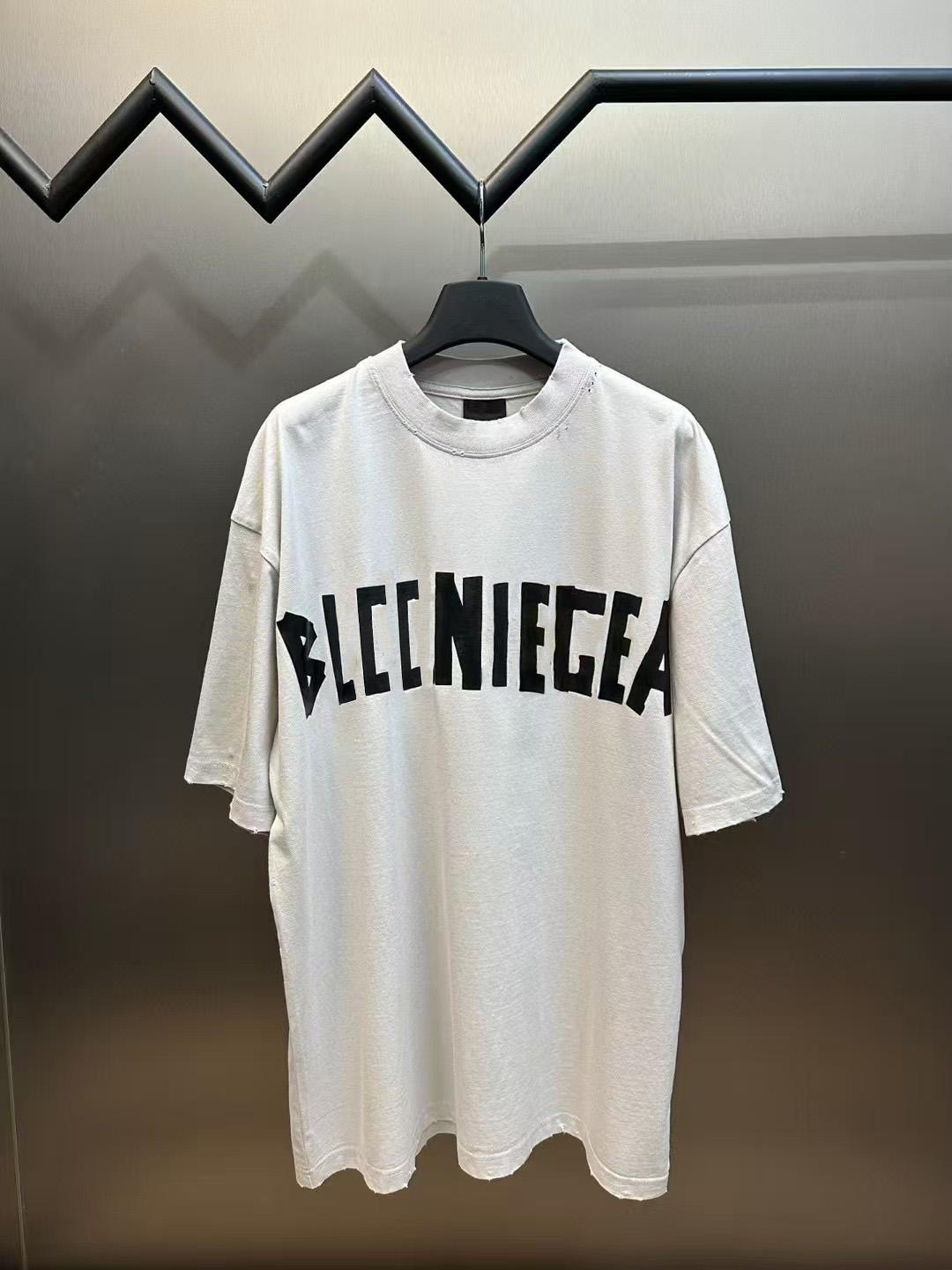 

BLCCNIEGEA HighQuality Paris B TShirt Trendy Fashion Loose Fit Short Sleeve Crew Neck Tape Letter Design Pure Cotton L