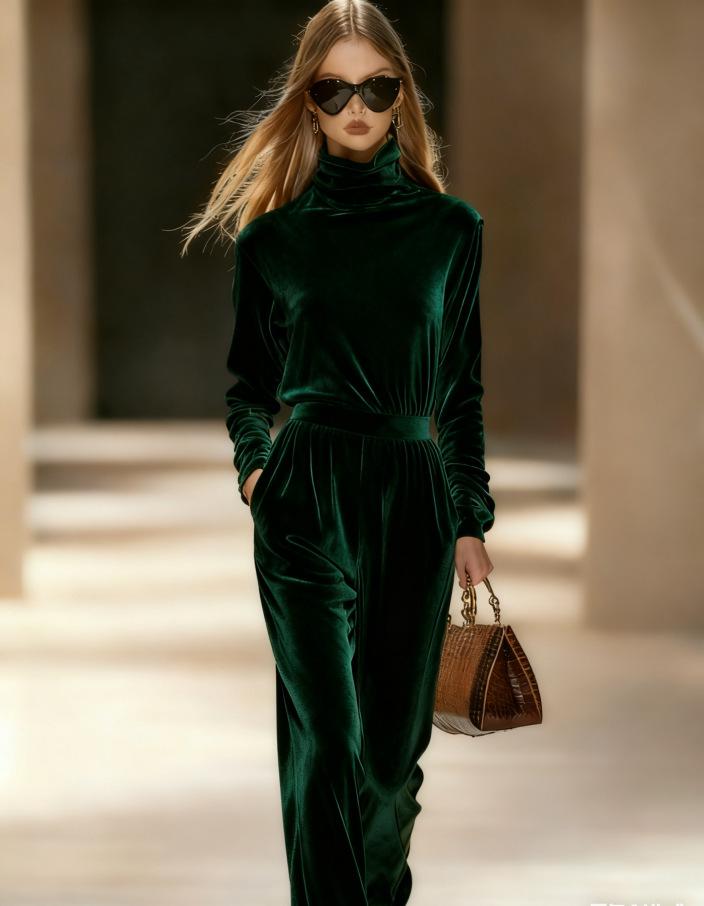 Ladies' Autumn and Winter Velvet Fashion Solid Color Leisure Set