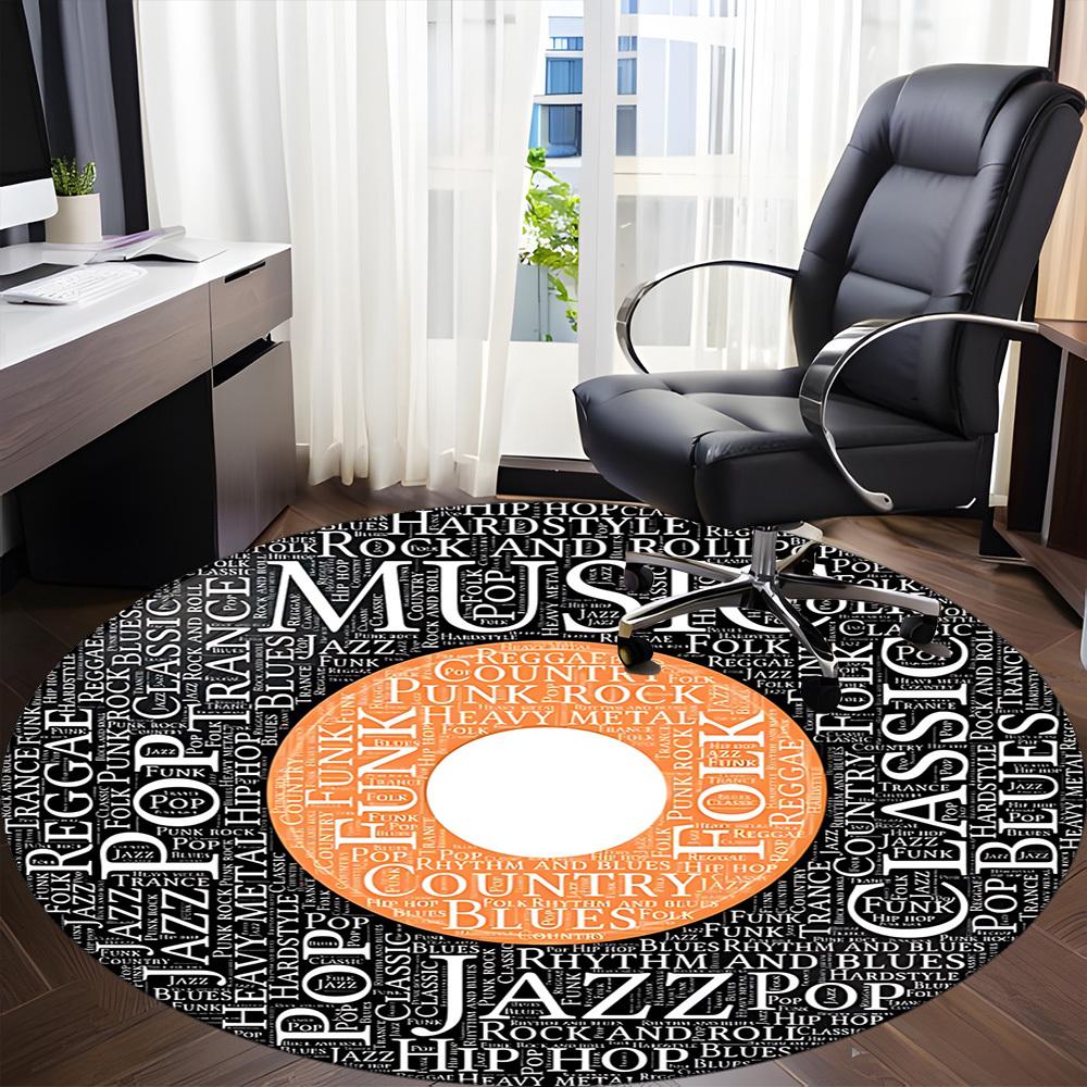 1pc Music Genres Chair Carpet for Office, Soft, Non-Slip Polyester Mat, Office, Living Room, Bedroom, Durable Polyester yy251207122