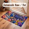 Floral Garden Theme Soft Crystal Velvet Rug Custom Name & Text Print Non Slip Floor Rug for Bedroom Living Room