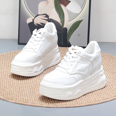 Fashion 8CM Microfiber Leather Vulcanize High Brand Flats Comfy Spring Autumn Platform Vulcanize Women Chunky Sneaker Shoes