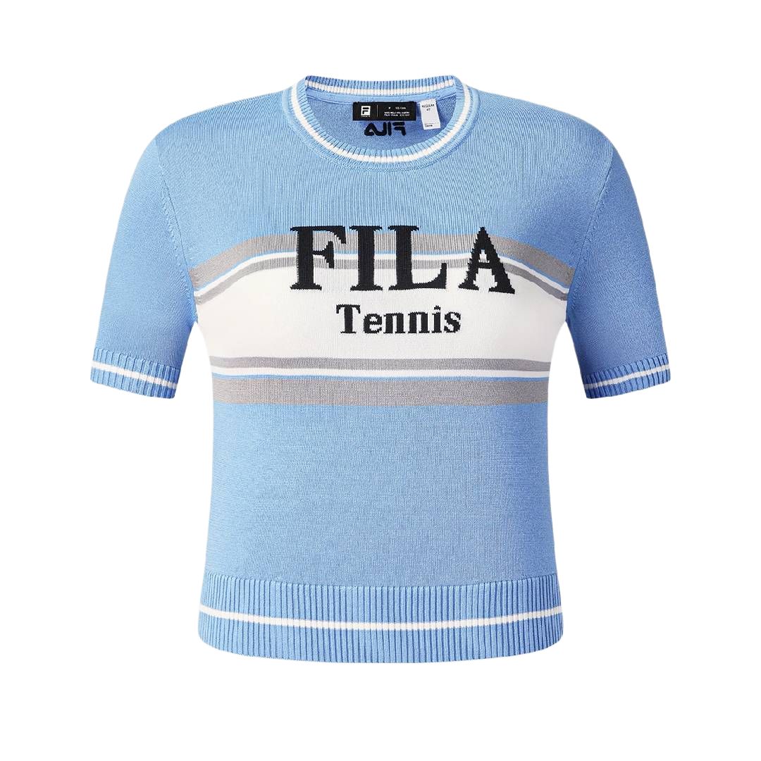 

FILA Tennis Color Block Crew Neck Short Sleeve T-Shirt Women tops A11W623410F-LB M