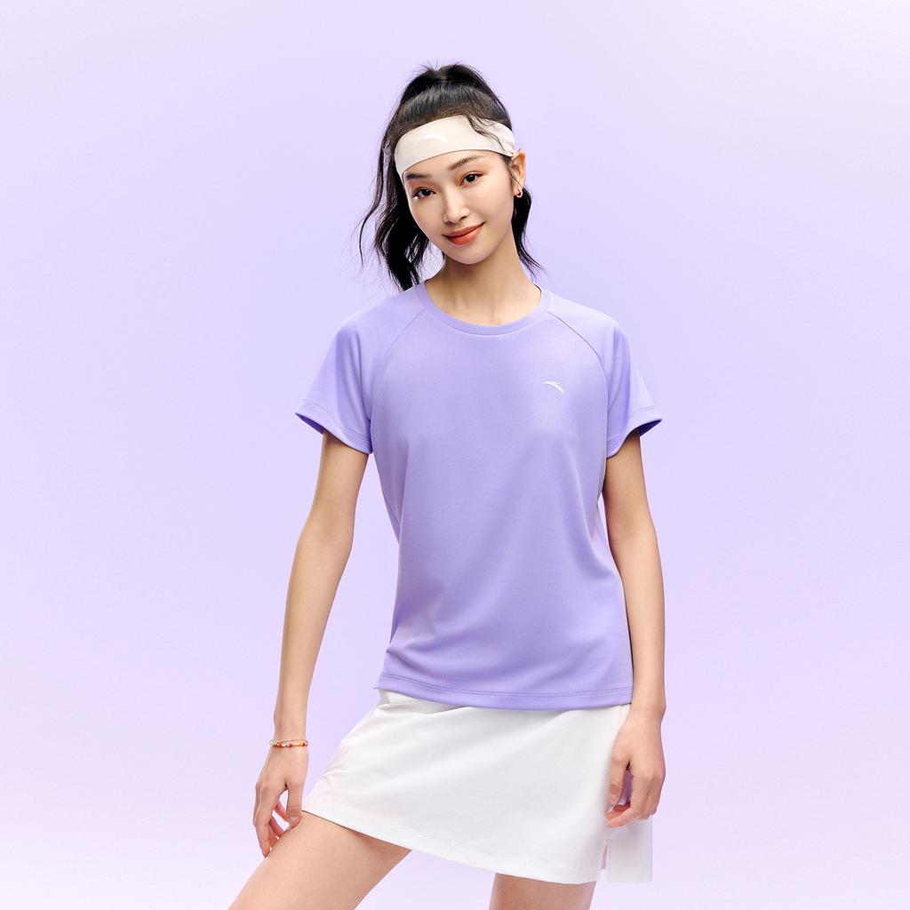 Anta Training Short Sleeve Knitted Top Summer T-Shirt Women tops Phoenix-Dance-Purple 962627116-3