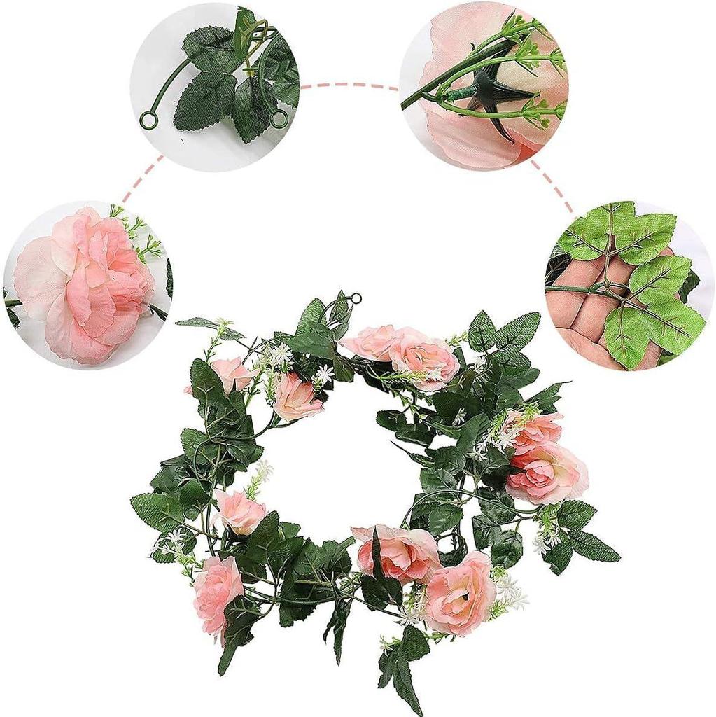 Xiyin Realistische 10-köpfige Rosenranke Künstliche Blumen für Zuhause, Hochzeit oder Außendekoration