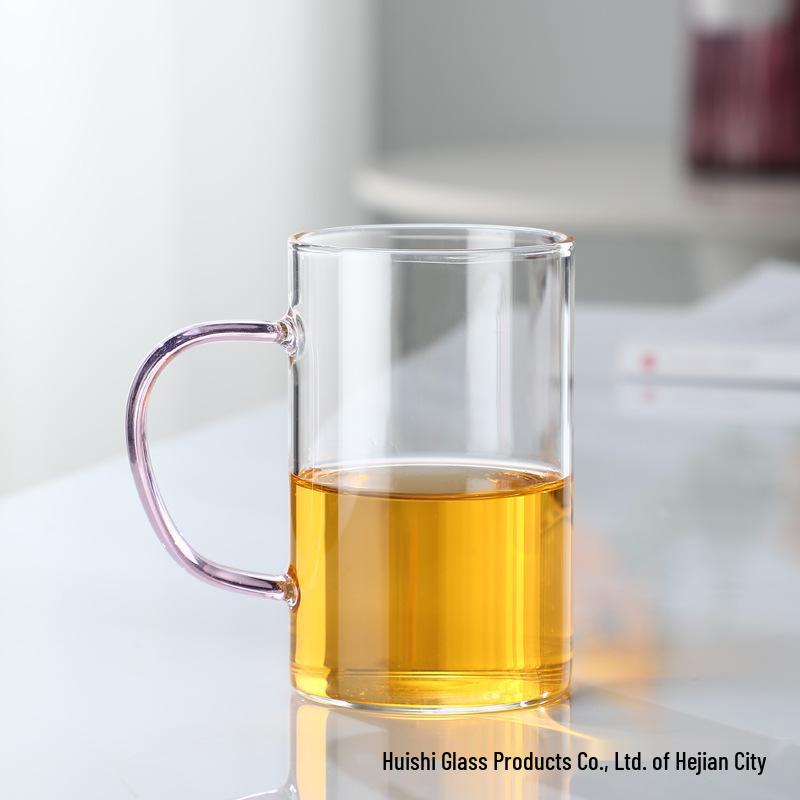 Colorful Handle Small High Borosilicate Glass Cup Set for Water, Juice & Tea Infusion