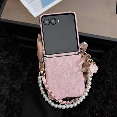 Snake Pattern PU Leather Phone Case for Samsung Galaxy Z Flip7 FE Flip6 Flip5 Flip4 Flower Charm Hinge Shockproof Protect Cover