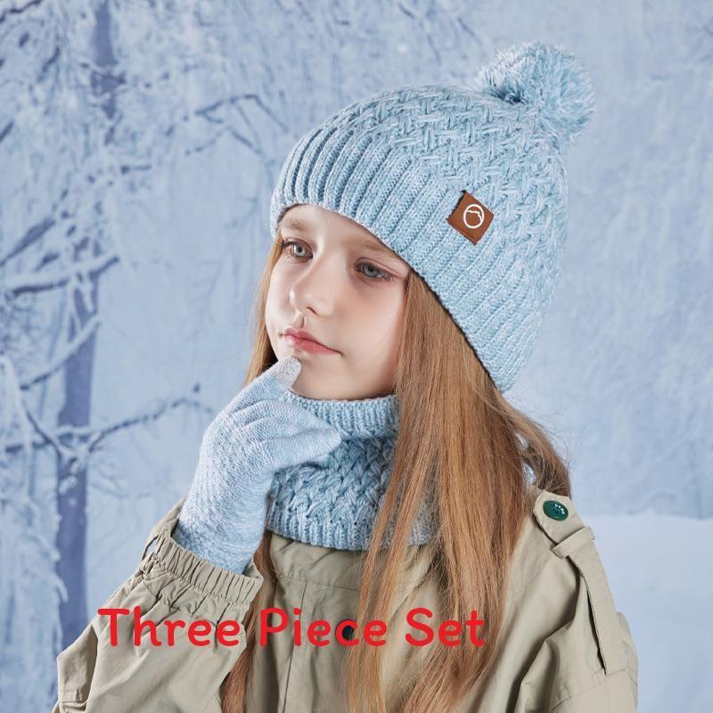 Dziecięcy zimowy dzianinowy zestaw czapka, rękawiczki, ocieplacz na szyję do użytku na zewnątrz