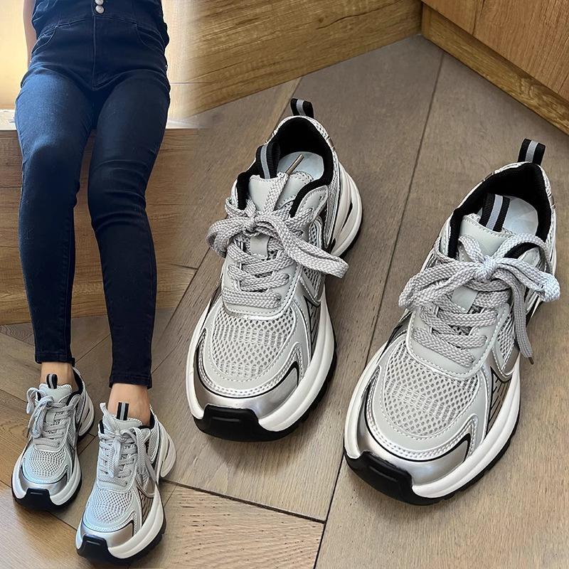 [White Deer Same Style] Qi Yan Dad Shoes Women's 2025 Spring and Summer New Platform Casual Running Sneakers Hiking Shoes