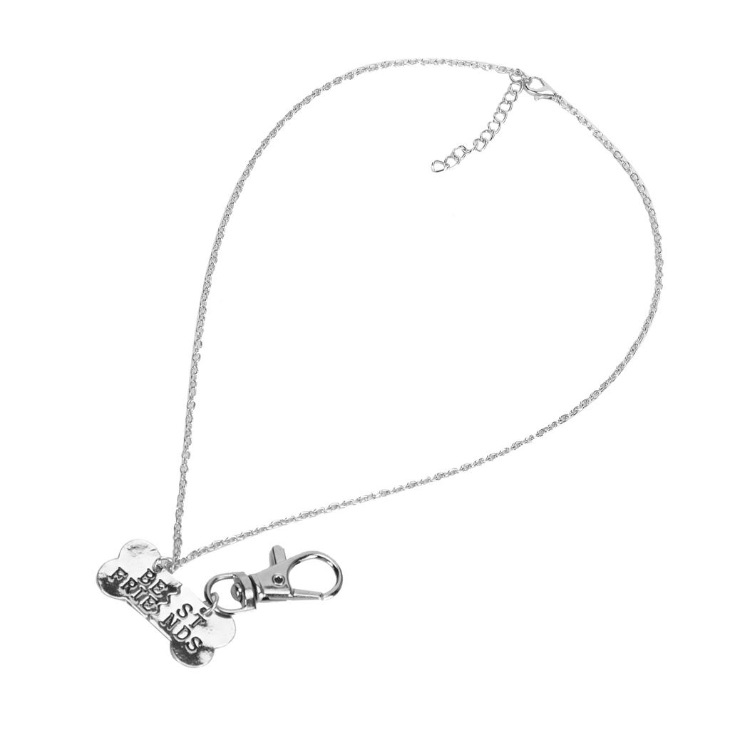 Alloy Owner and Pet Pair Dog Bone 2 Splicing Necklace Dog Tag Chain 2 Split PendantsSilver Black Word 2 Splice Dog Bone