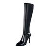 Fashion 2025 Large Size 33-43 Genuine Leather Pointed Toe Winter Shoes Woman Sexy Thin High Heels Party Boots Black Uj90