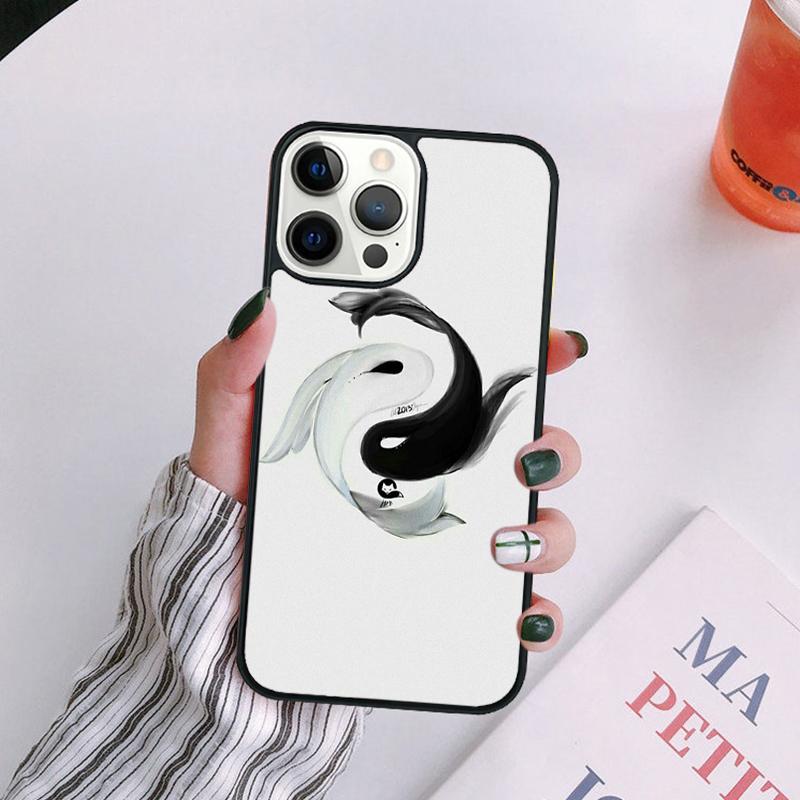 Koi Fish Yin Yang Art Phone Case For iPhone 17 Air 14 13 12 16Pro Max 15  Plus Cover Shell Max coque