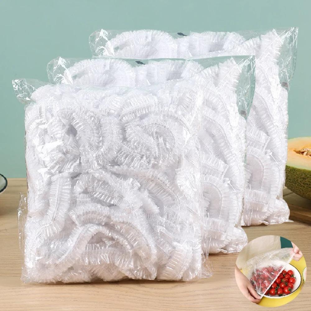 100Pcs Food Grade Elastic Plastic Wrap Disposable Cover Bags Kitchen Fruit Vegetable Storage Fresh