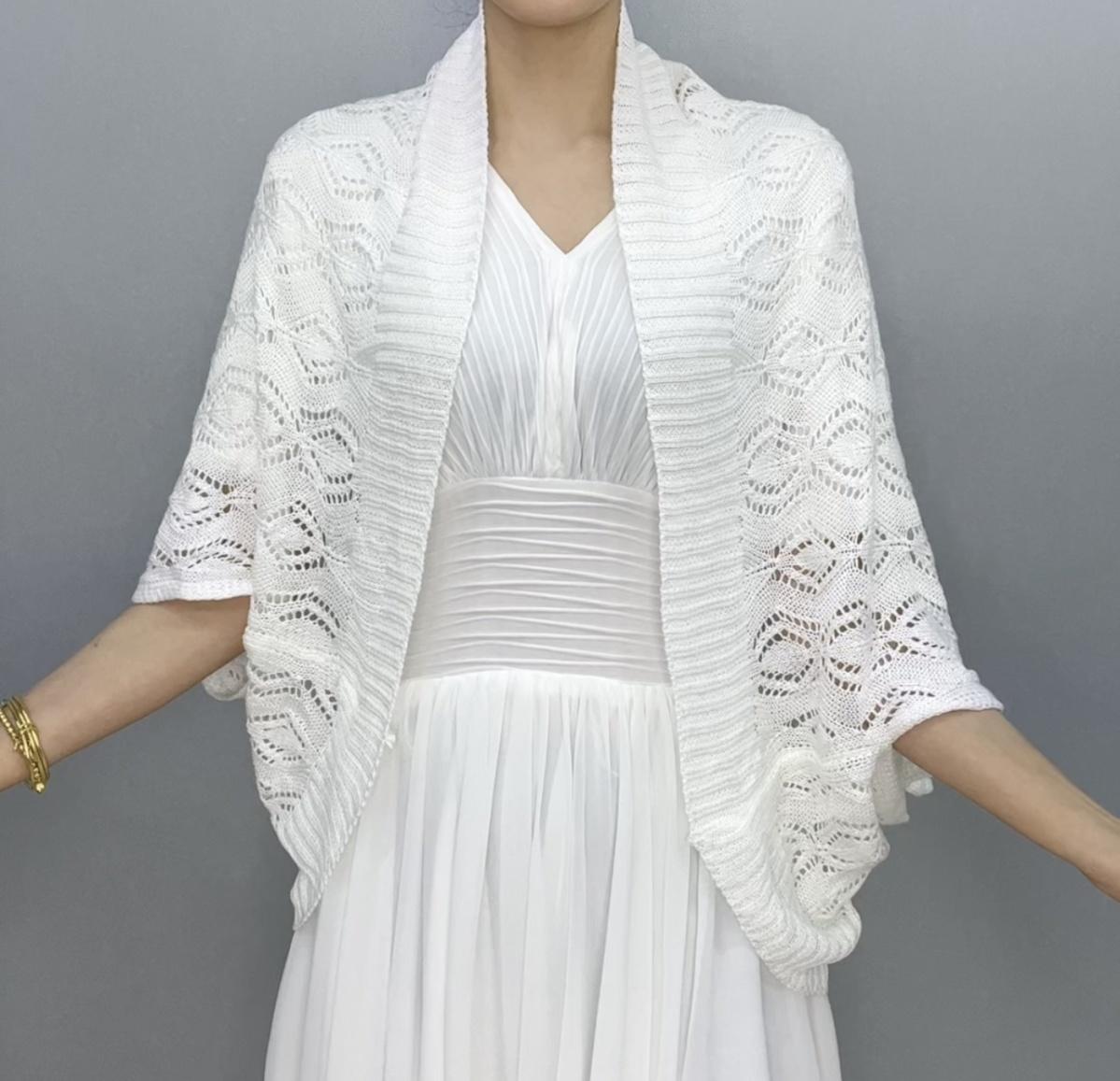 Spring Summer Women s Crochet Hollow Knit Cardigan Batwing Short Sleeve Breathable Comfortable Cardigan Sun Protection one size