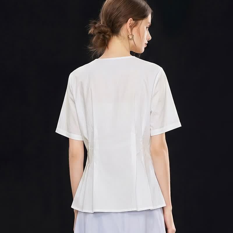 Women's Breathable Tencel Blend V-Neck Slim Fit Shirt