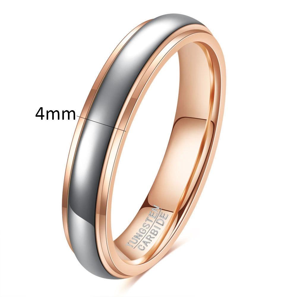 Rose Gold Tungsten Couple Rings 4 6mm Fashion Double Arc Wedding Bands for Men Women
