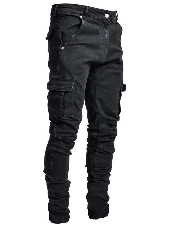 Polaris star Europese & Amerikaanse Heren Skinny Jeans met Zijzakken NK012 L