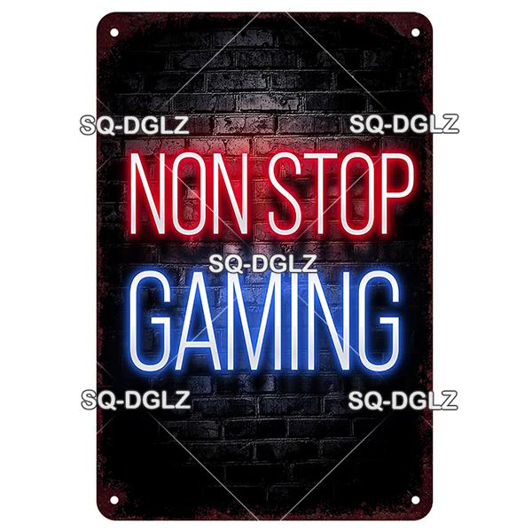 SQDGLZ Vintage Game Zone Neon Metal Sign Tin Sign Plate Home Bar Door Wall Decor Sticker Man Cave Decoration Plaque Poster Gift