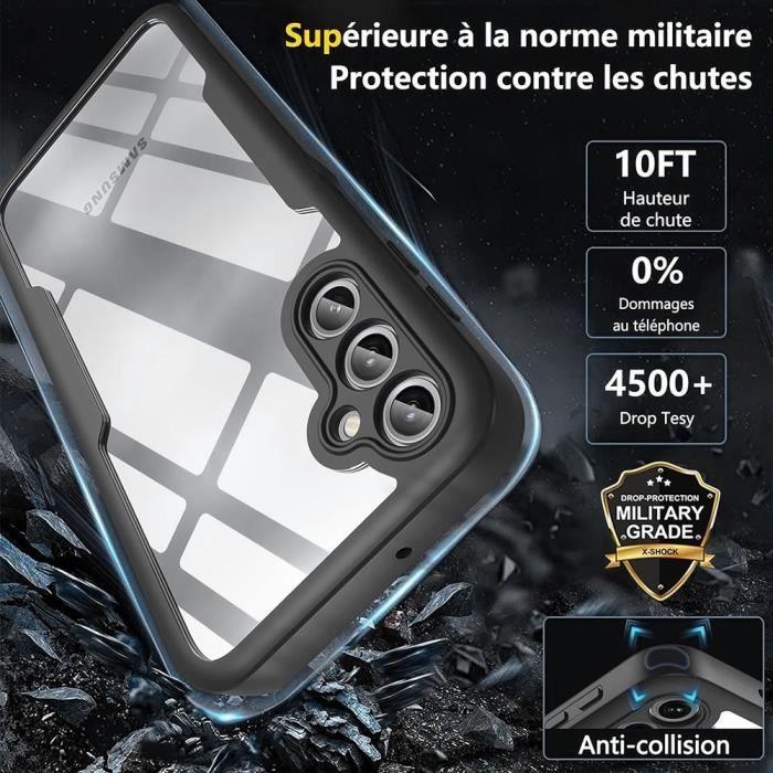 Coque pour Samsung Galaxy A25 5G - Noir - Protection 360° - Bordure Renforcée - Rigide