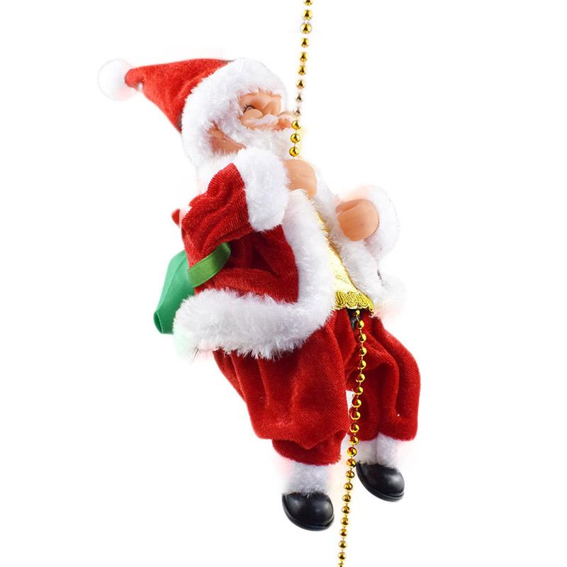 Santa Claus Doll Climbing Bead Rope Christmas Decoration Hanging Pendant Music Children's Toy Gift Electric Party Elderly