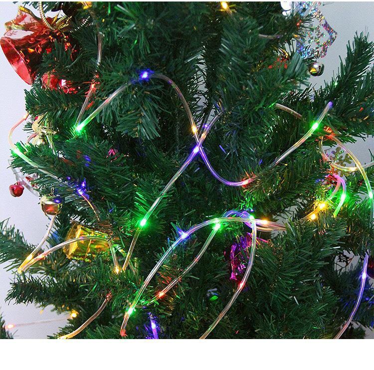 Colorful Outdoor Solar LED Tube Strip Lights - USB/Battery Powered Christmas Lighting with Copper Wire