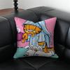 cartoon lazy GGarfieldS Cushion Cover Pillow Case Antidustmite Invisible zipper silky plush cushion