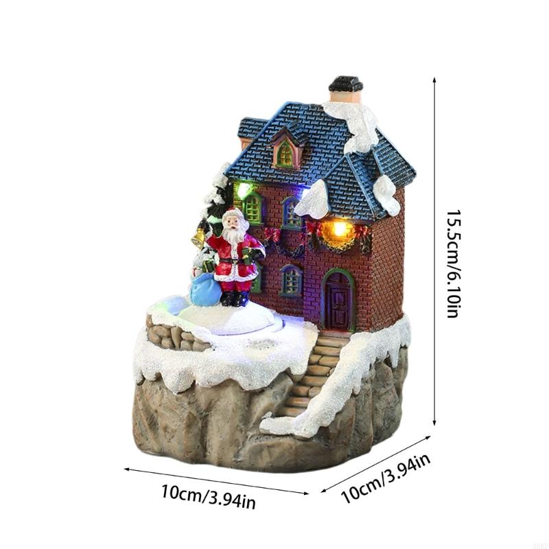 Christmas Cabin Music Box with Rotating Santa for Kid Adult Birthday Christmas A0KF