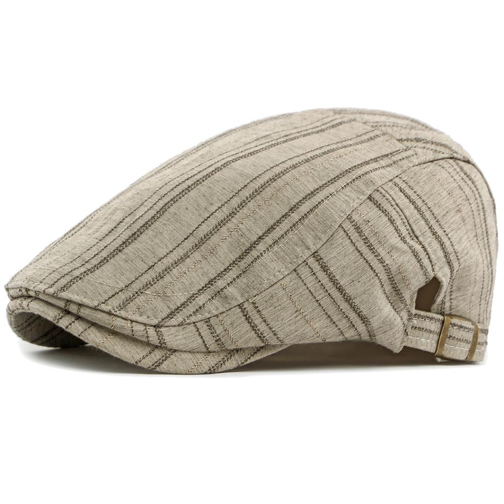 HT5058 Mens Berets Women Spring Summer Sun Cap Artist Painter Beret Hat Male Female Ivy Flat Cap Adjustable Striped Beret Caps