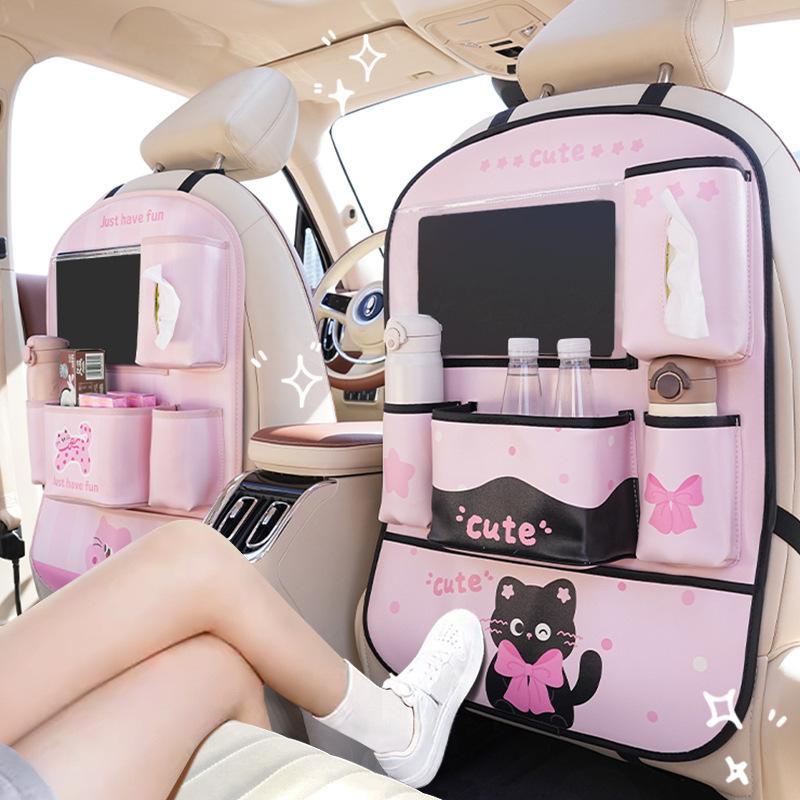 1PC Car anti-kick mat Rear car seat back storage bag Children's storage hanging bag Seat back storage rack anti-dirt mat