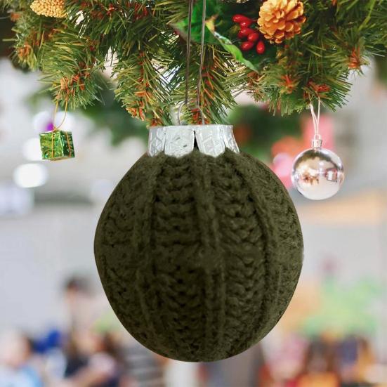 Crochet Ball Christmas Ornaments Handmade Knitted Ball Christmas Tree Ornaments Rustic Hanging Decoration for Winter Holiday Home Decor
