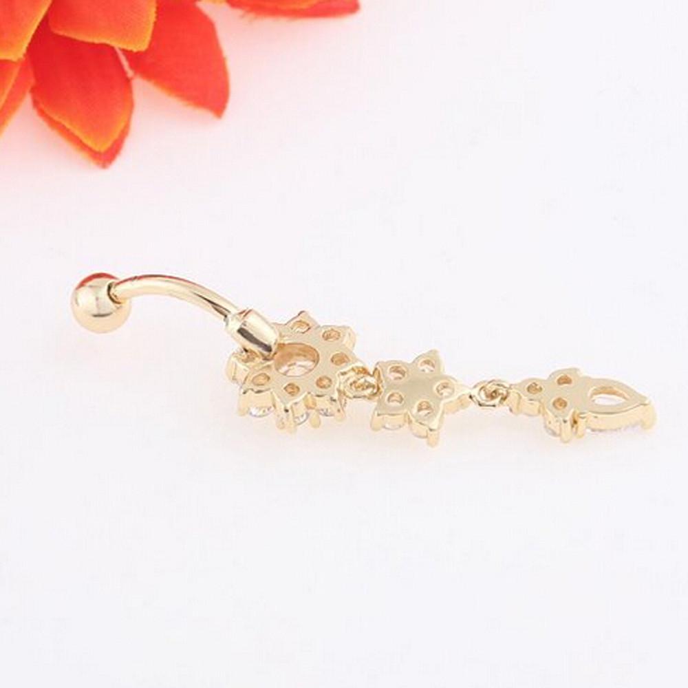 Crystal Ring Body Dangle Ball Barbell Bar Belly Button Navel Ring  GD